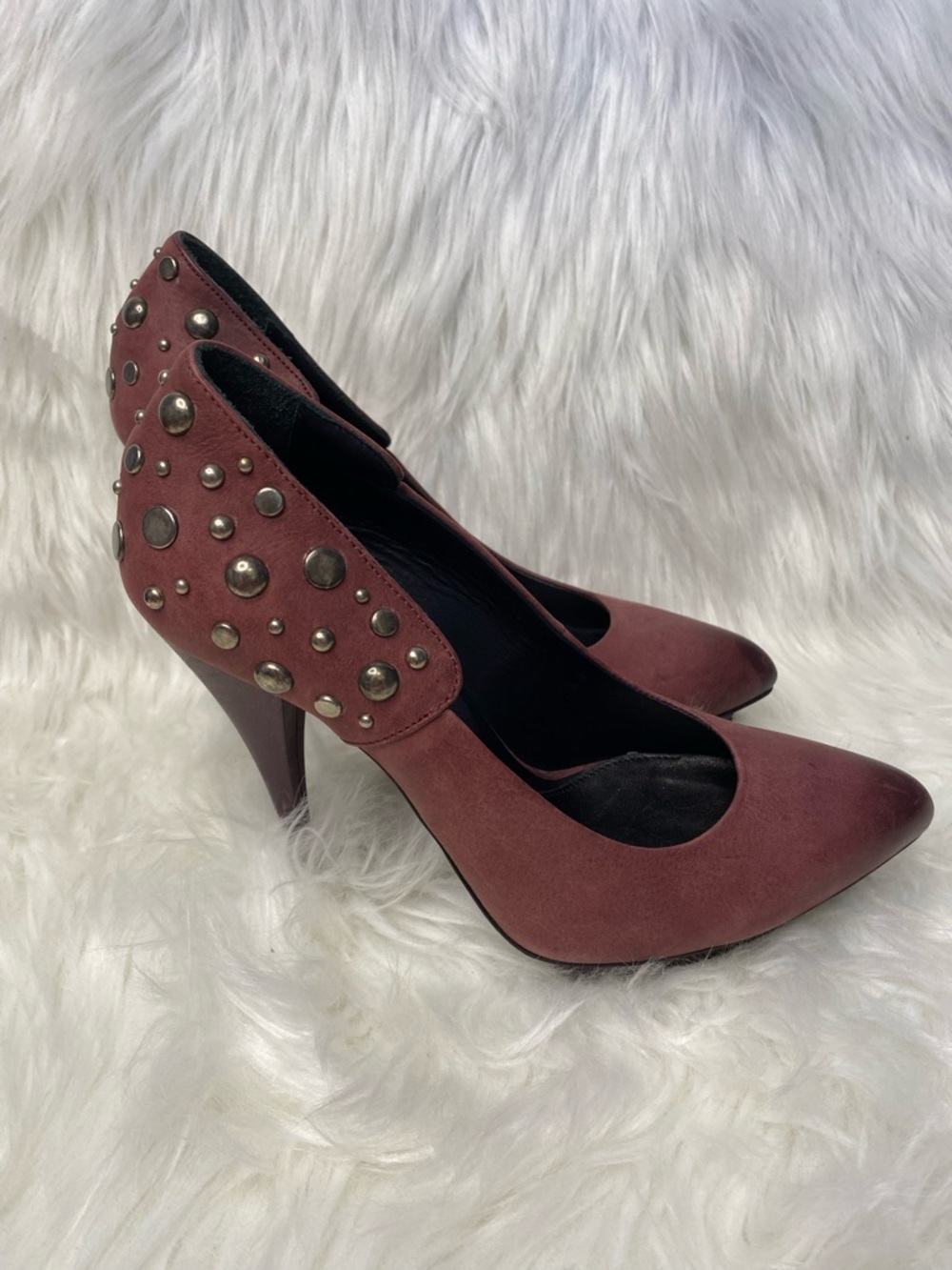 Alexander McQueen Studded Burgundy High Heel Pumps - Authentic